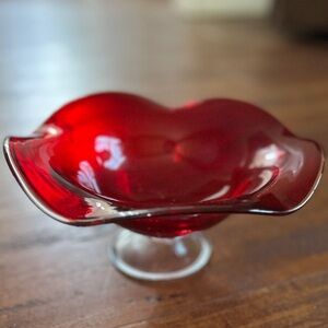 Elegant Red Glass Bowl